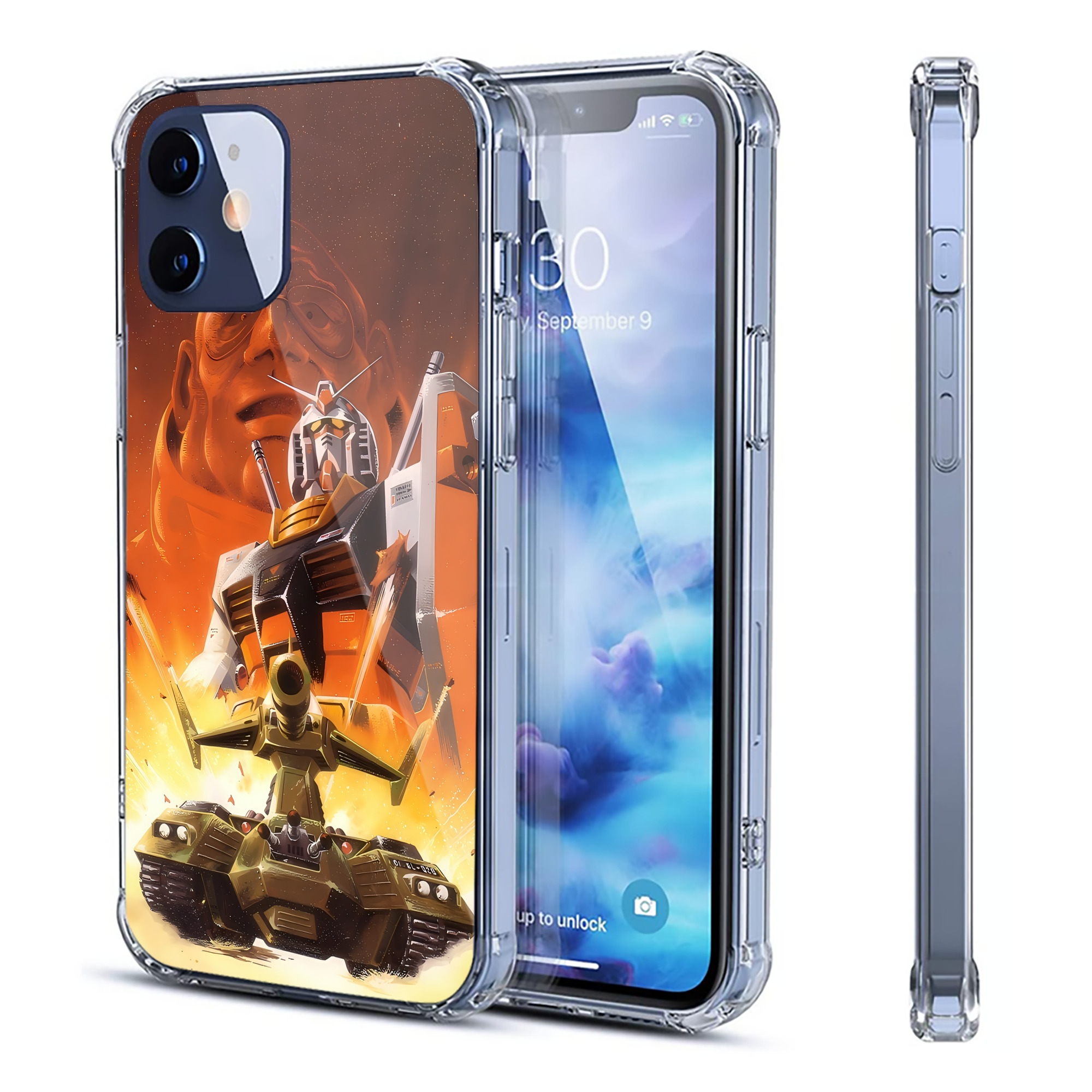 （画像用） 機動戦士ガンダム Mobile Suit Gundam 【iPhone 12シリーズ対応】透明スマホケース（クリアソフトケース）
